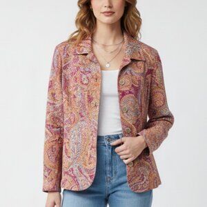 Coldwater Creek Pink Paisley Button-Front Jacket